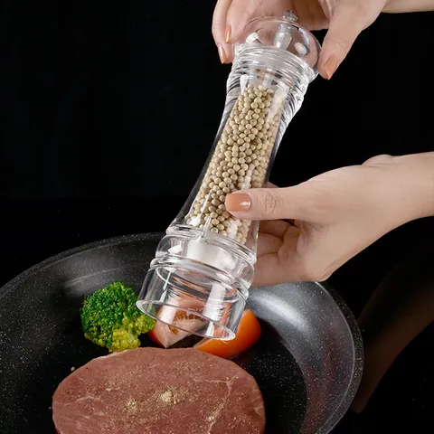 Manuelle Transparente Acryl Pfeffermühle Mit Keramikmahlwerk Einstellbare Grobheit Gewürzmühle Meersalzstreuer Küchenwerkzeug