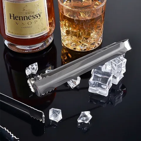 Edelstahl Mini Eiszange Gezackte Lebensmittelzange Würfelzuckerzange Für Bar Küche Haus Silber Barzubehör