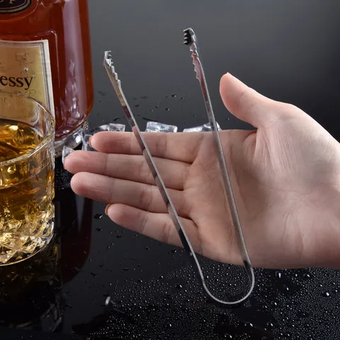 Edelstahl Mini Eiszange Gezackte Lebensmittelzange Würfelzuckerzange Für Bar Küche Haus Silber Barzubehör