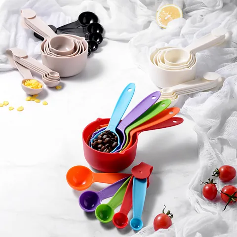 Colorful Plastic Measuring Spoons And Cups Set Kitchen Baking Tools Multi-size Measuring Cups And Spoons Set For Cooking