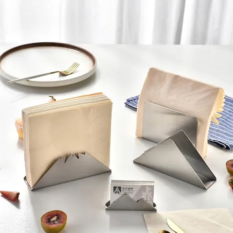 Brushed Stainless Steel Napkin Holder Modern Vertical Tabletop Paper Towel Stand For Restaurant Cafe Hotel Business Card Holder