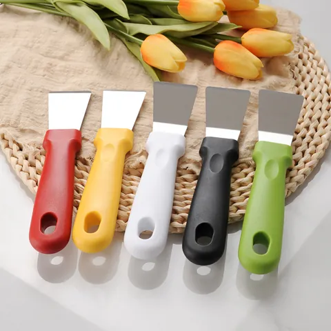 Stainless Steel Kitchen Cleaning Scraper Oil Stain Removal Shovel Refrigerator Defrosting Tool With Colorful Handle