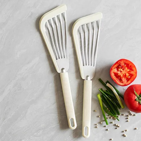 Silicone Stainless Steel Slotted Fish Spatula Heat Resistant Non-stick Cooking Turner Beef Steak Modern Kitchen Tool