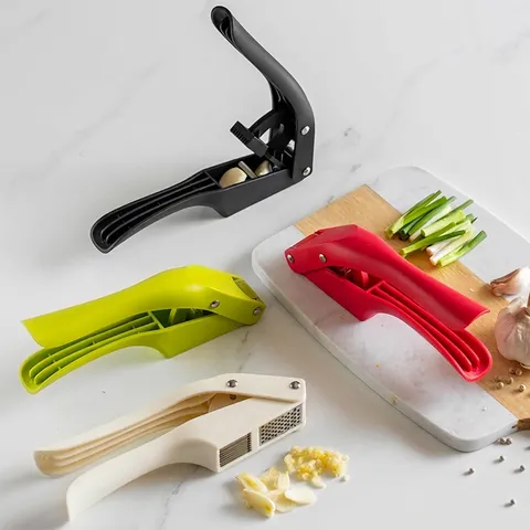 Presse-ail 2-en-1 Coupe-ail Manuel Hachoir à Ail Lame en Acier Inoxydable Poignée en Plastique PP pour Cuisine