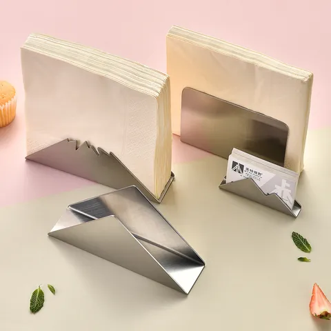 Brushed Stainless Steel Napkin Holder Modern Vertical Tabletop Paper Towel Stand For Restaurant Cafe Hotel Business Card Holder