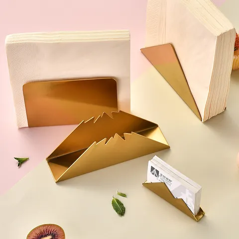 Modern Stainless Steel Napkin Holder Gold Silver Brushed Metal Tissue Stand Vertical Card Menu Rack For Restaurant Hotel