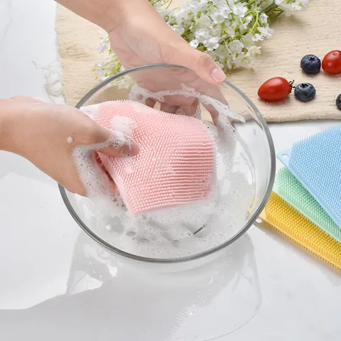 Nylon Kitchen Scouring Pad Dish Scrubbing Brush Flexible Decontamination Cleaning Cloth With Hanging Hole For Household Bowls