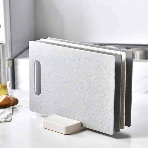 Plastic Cutting Board Set With Storage Base Non-Slip Marble Texture Classification Kitchen Chopping Board For Vegetables