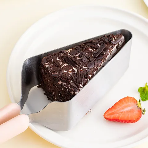 Stainless Steel Cake Cutter Divider Server Triangular Cake Transfer Tool With Colorful Handle Baking Helper For Party Home