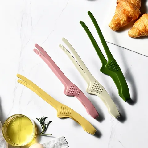 Heat Resistant Silicone Food Tongs Non-slip Streamlined Design BBQ Steak Bread Tongs For Kitchen Cooking Baking Utensils