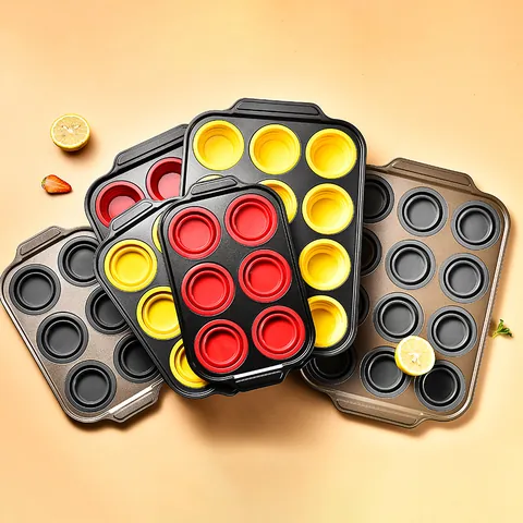 Carbon Steel Silicone Cake Mold Press-Type Non-Stick Baking Pan For Muffin Cupcake 6/12 Holes Oven Baking Tray Kitchen Accessories