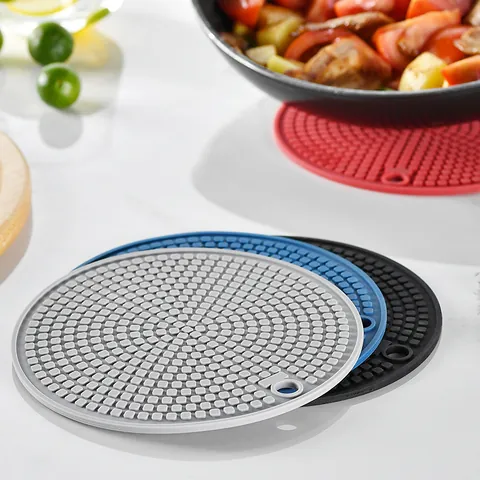 Modern Nordic Round Silicone Heat Insulation Mat Anti Slip Placemat Heat Resistant Pot Holder For Kitchen Dining Table
