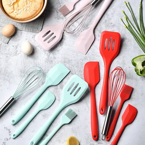 Silicone Baking Tools Whisk Scraper Oil Brush Slotted Turner Heat Resistant Non Stick Kitchen Cooking Utensils Home Bakery Accessories