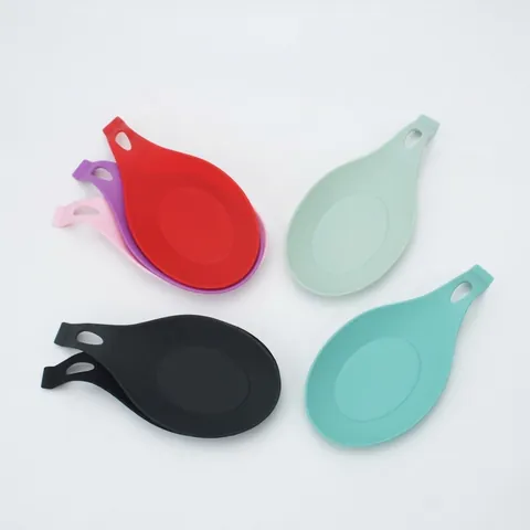 Large Silicone Spoon Rest Heat Resistant Soup Ladle Mat Spatula Holder Kitchen Storage Tool With Hanging Hole