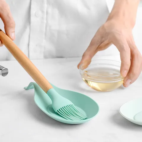 Large Silicone Spoon Rest Heat Resistant Kitchen Utensil Holder For Spoons Ladles Tongs Spatulas Non-Slip Modern Countertop Protector
