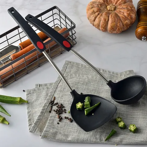304 Stainless Steel Silicone Spatula And Soup Ladle For Non-stick Pan Heat Resistant Kitchen Utensil With Comfortable Handle