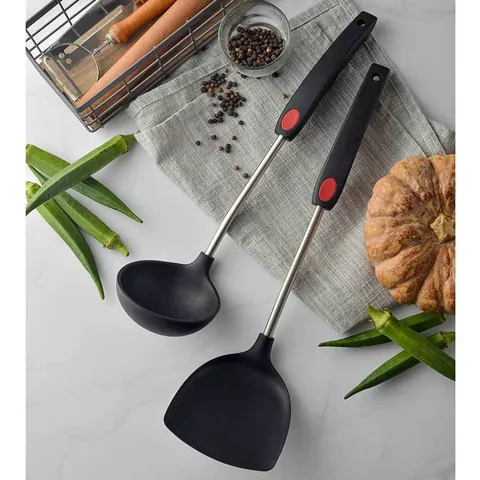 304 Stainless Steel Silicone Spatula And Soup Ladle For Non-stick Pan Heat Resistant Kitchen Utensil With Comfortable Handle