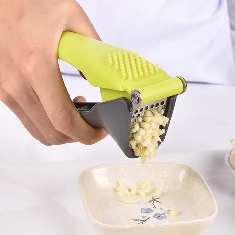Manual Garlic Press Stainless Steel Mincer With Ergonomic ABS Handle Kitchen Gadget For Ginger Garlic Mash Green Gray