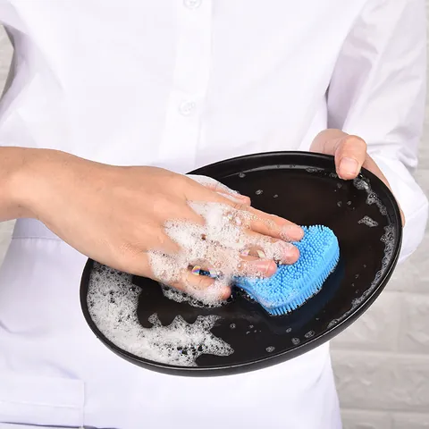 Multipurpose Microfiber Dishwashing Brush Soap Shaped Pot Pan Scrubber Heat Resistant Kitchen Cleaning Tool Dish Scrubber