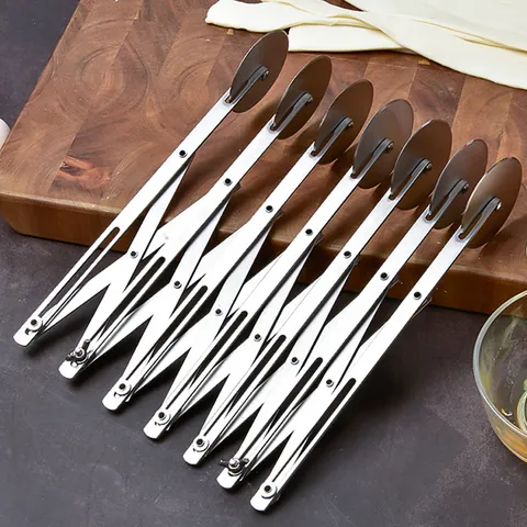 Professional Stainless Steel Expandable Pizza Cutter Multi Wheel Dough Divider Adjustable Slicing Tool For Baking Kitchen Pastry Bread Wavy Blade Silver