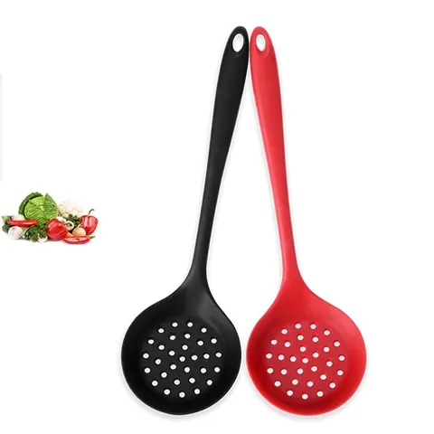 Silicone Skimmer Spoon Heat Resistant Slotted Spoon for Cooking Kitchen Strainer Ladle for Hot Pot Soup Fat Oil Filter Shovel