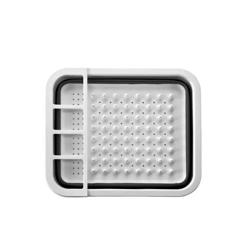 Foldable Kitchen Dish Drying Rack Space Saving Collapsible Dish Drainer With Utensil Organizer Portable Plastic Dish Rack