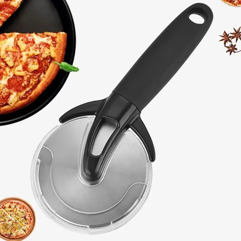 Stainless Steel Pizza Cutter Roller Sharp Wheel Knife With Protective Cover Anti-slip Handle Professional Kitchen Slicing Tool