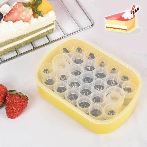 27Pcs Stainless Steel Icing Nozzle Set With Silicone Piping Bag And Coupler Professional Cake Decorating Tools With Storage Box