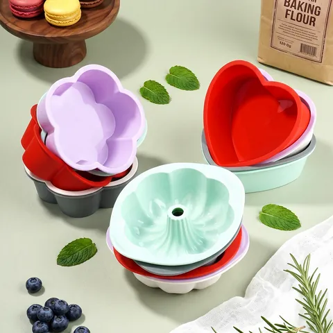 Food Grade Silicone Cake Mold Heart Flower Spiral Shape Non Stick Mousse Jelly Pudding Baking Molds Kitchen Tool Accessory