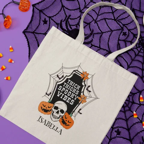 Halloween Canvas Tote Bag Large Capacity Shopping Bag Pumpkin Ghost Printed Casual Shoulder Bag Fashion Women Handbag