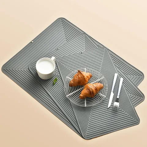 Square Silicone Draining Mat Kitchen Countertop Heat Insulation Pad Anti Slip Dish Drying Mat Protective Pot Holder For Table