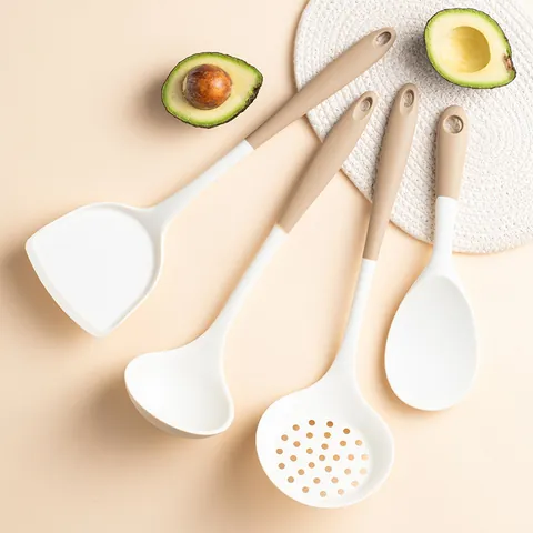Silicone Kitchen Utensil Set Heat Resistant Spatula Soup Spoon Ladle Non-Stick Integrated Cooking Tools Integrated Kitchenware
