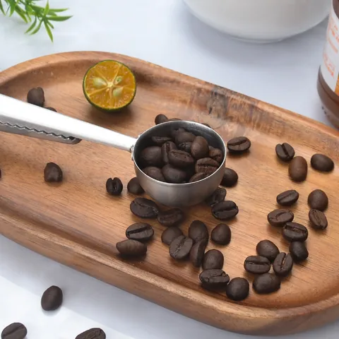 Multifunctional Stainless Steel Coffee Measuring Spoon With Sealing Bag Clip Scoop For Milk Powder Tea Kitchen Tool