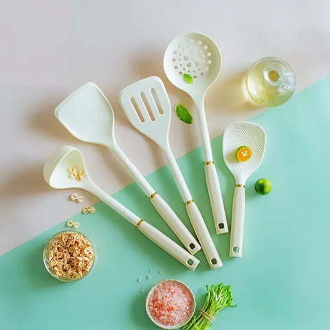 Heat Resistant Silicone Spatula Soup Spoon Slotted Turner Noodle Skimmer Utensils Non-Stick Cooking Tools For Kitchen Home