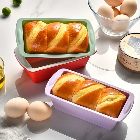 Silicone Rectangular Toast Mold Non-Stick Bread Cake Pan Heat Resistant Bakeware With Handle For Home Kitchen Baking