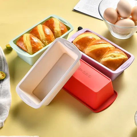 Silicone Rectangular Toast Mold Non-Stick Bread Cake Pan Heat Resistant Bakeware With Handle For Home Kitchen Baking