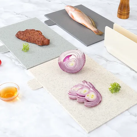3-Piece Plastic Indexed Cutting Board Set With Storage Stand Non-Slip Classified Chopping Boards For Meat Vegetables Fish Kitchen Tools