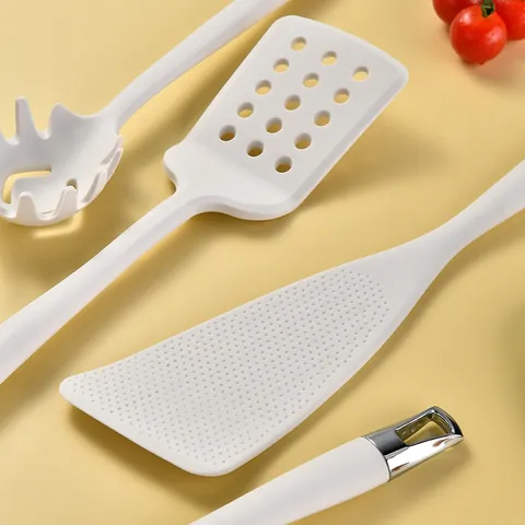 Silicone Kitchen Utensil Spatula Soup Spoon Slotted Turner Pasta Server Rice Spoon With Hanging Rack Stand Heat Resistant