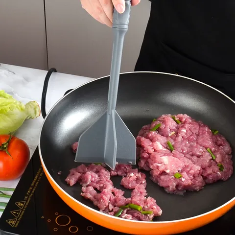 Manual Meat Chopper Ground Meat Masher Five Blades Plastic Heat Resistant Mix Chopper Non Stick Meat Mixer For Kitchen Home