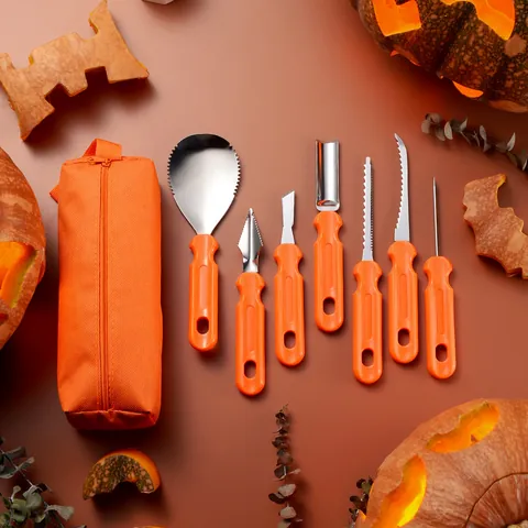 Επαγγελματικό Σετ Σκαλιστικής Κολοκύθας Halloween Εργαλεία από Ανοξείδωτο Ατσάλι Με Τσάντα Αποθήκευσης για DIY Σκάλισμα
