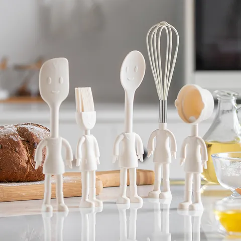 Cartoon Character Silicone Baking Tools Whisk Spatula Oil Brush Mixing Spoon Measuring Cup Silicone Stainless Steel Kitchen Utensils