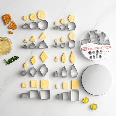 Juego de Cortadores de Galletas Geométricos de Acero Inoxidable para Hornear DIY Redondo Cuadrado Triángulo Hexágono