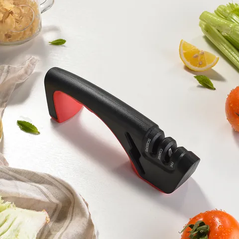 3-Stage Manual Knife Sharpener Portable Ergonomic Kitchen Sharpening Tool For Steel Knives Scissors Ceramic ABS Non-slip Base