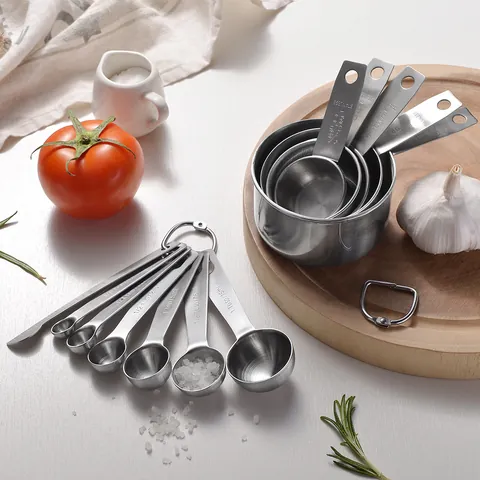 Stainless Steel Measuring Cup Spoon Baking Measuring Tool Kitchen Quantitative Measurement Scale Cookware Precise Liquid Powder