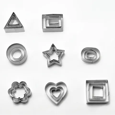 24Pcs Mini Geometric Cookie Cutters Set Stainless Steel Small Biscuit Fruit Molds Heart Star Flower Shapes With Storage Tin Box