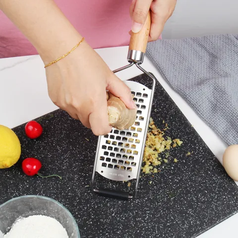 Handheld Stainless Steel Cheese Grater Lemon Zester With Comfortable Wood Handle Multifunctional Kitchen Tool For Chocolate Citrus