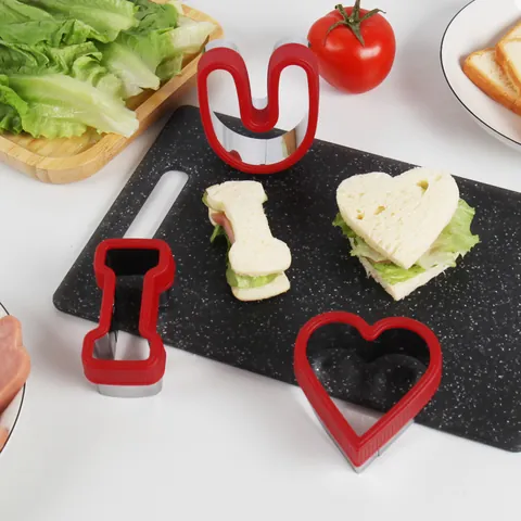 3pcs Stainless Steel I Love You Cookie Cutter Set With Handle Cover Letter Heart Biscuit Sandwich Mold Valentine's Day