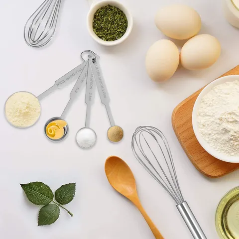Stainless Steel Whisk And Measuring Spoons With Silicone Oil Brush Baking Kitchen Utensils For Cooking Mixing Tools