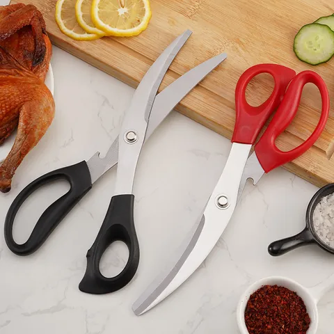 Multifunctional Stainless Steel Kitchen Scissors For Meat BBQ Poultry Bone Heavy Duty Food Scissors With Bottle Opener Red Black