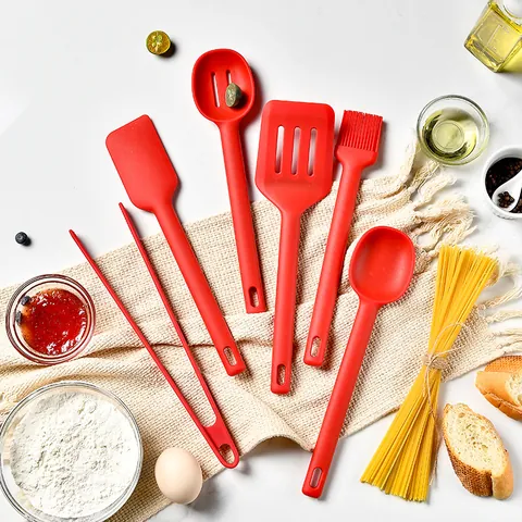 Heat Resistant Silicone Kitchen Utensils Spatula Slotted Turner Spoon Tongs Oil Brush Non-Stick Cooking Tools For Kitchen